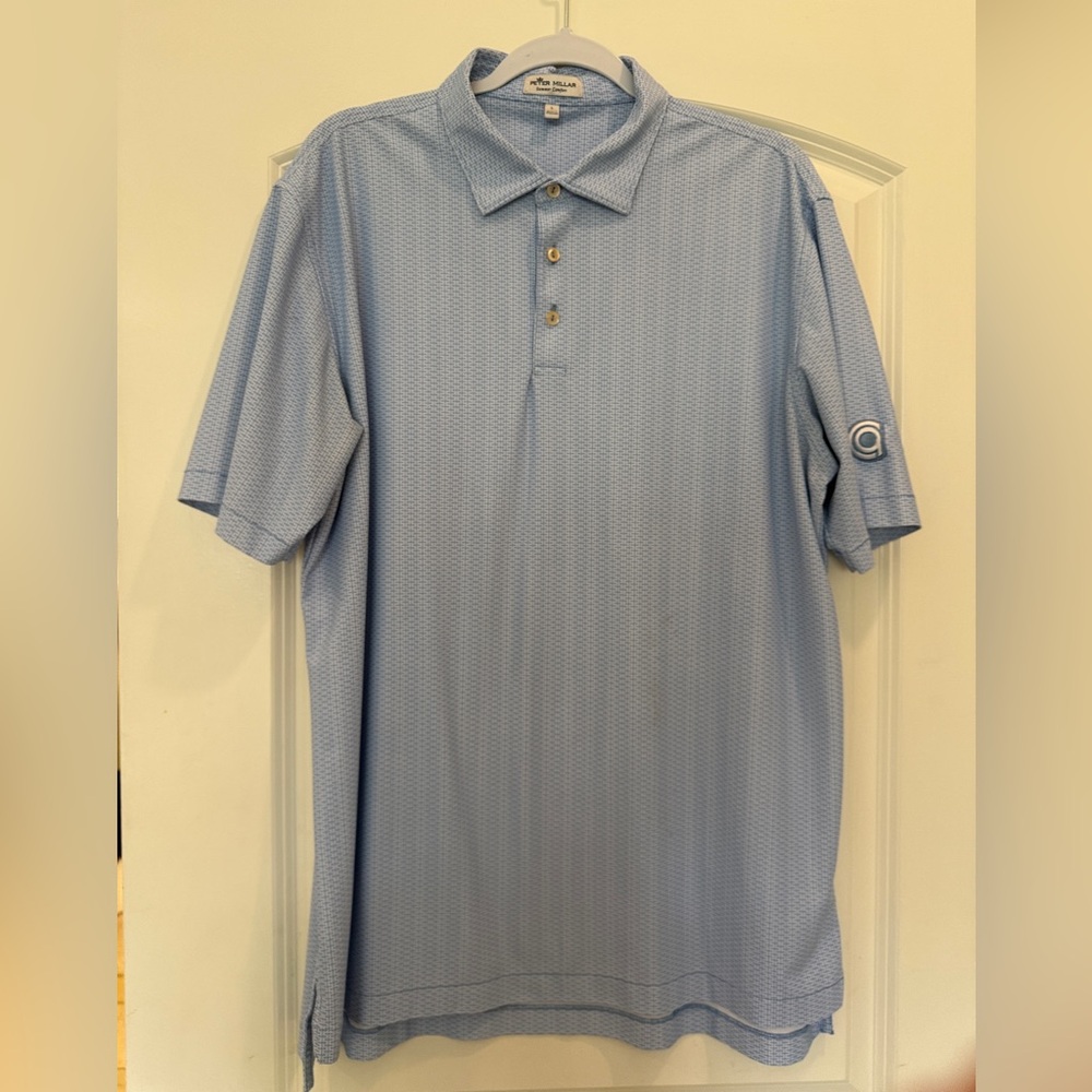 Peter Millar Summer Comfort Blue Polo golf Shirt Large